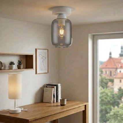 BRILAGI - LED Ceiling light RETRO GLASS 1xE27/60W/230V Ø 14 cm white/smoked gray