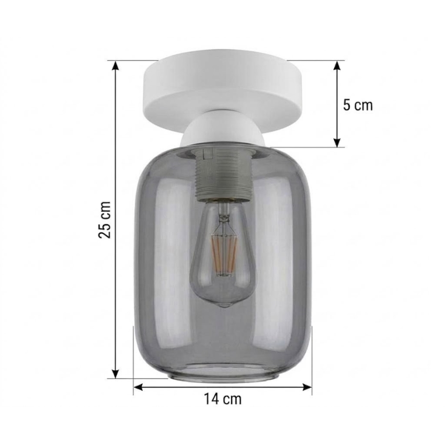 BRILAGI - LED Ceiling light RETRO GLASS 1xE27/60W/230V Ø 14 cm white/smoked gray