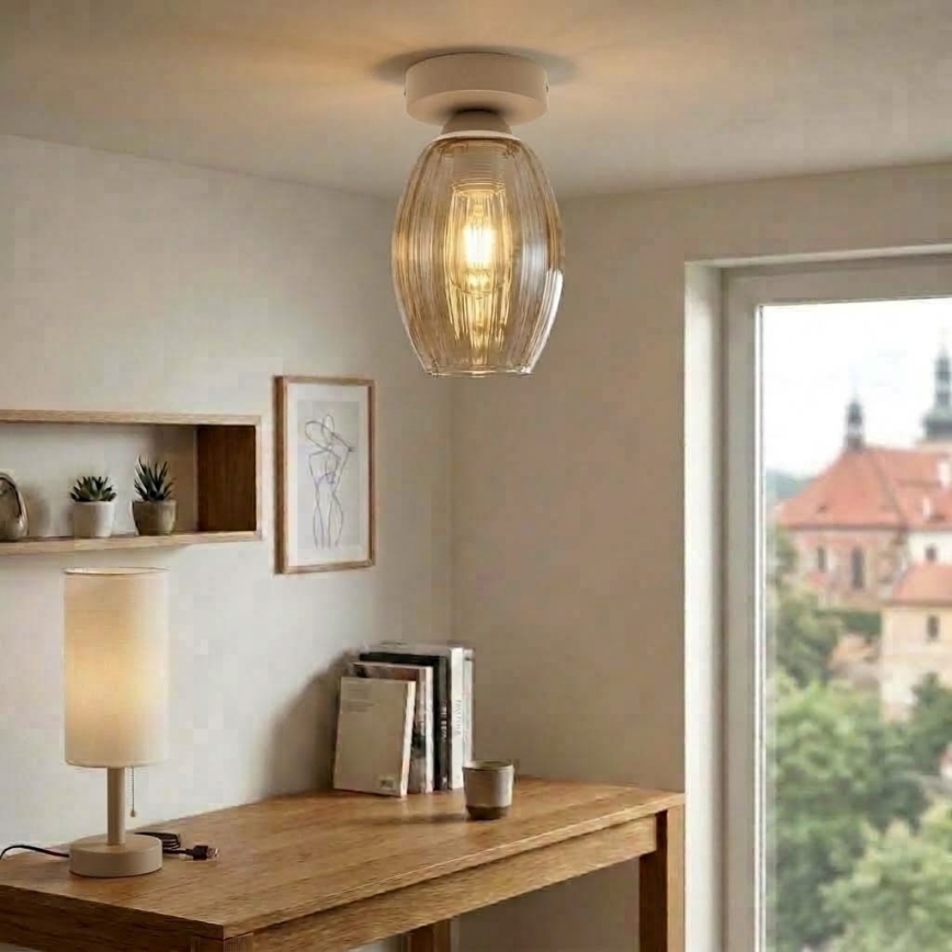 BRILAGI - LED ceiling light RETRO GLASS 1xE27/60W/230V Ø 17 cm beige/smoky beige