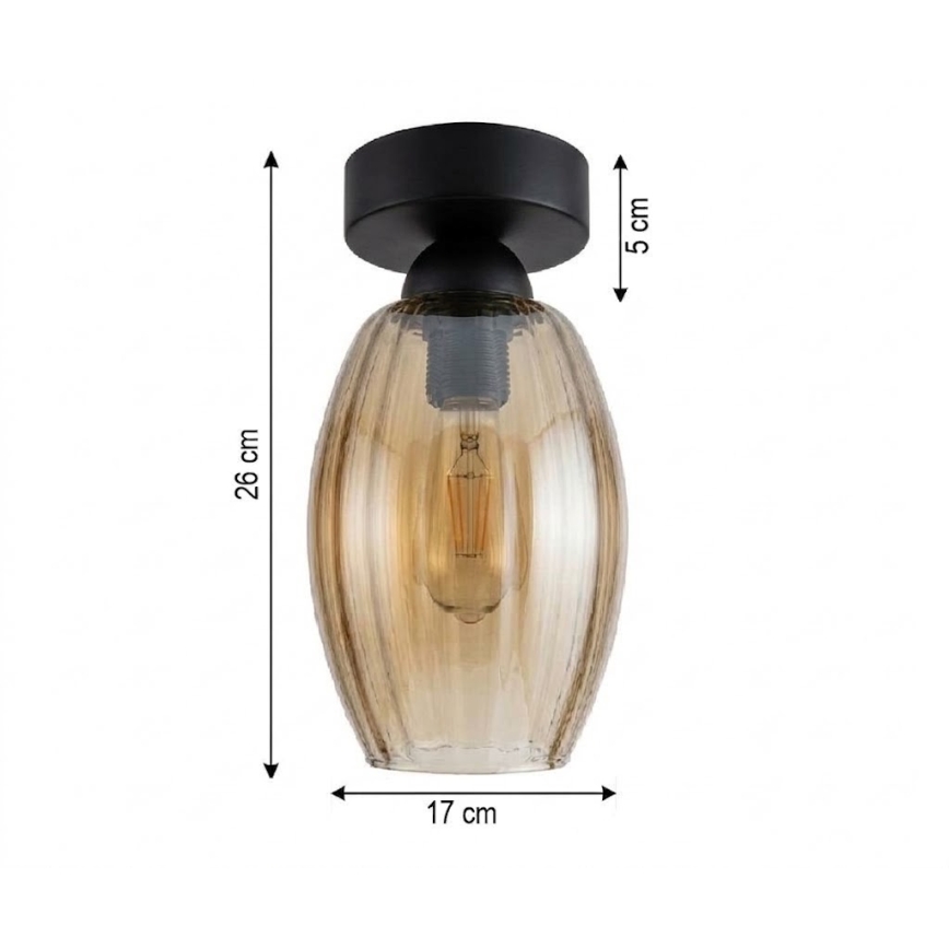 BRILAGI - LED ceiling light RETRO GLASS 1xE27/60W/230V Ø 17 cm black/smoky beige