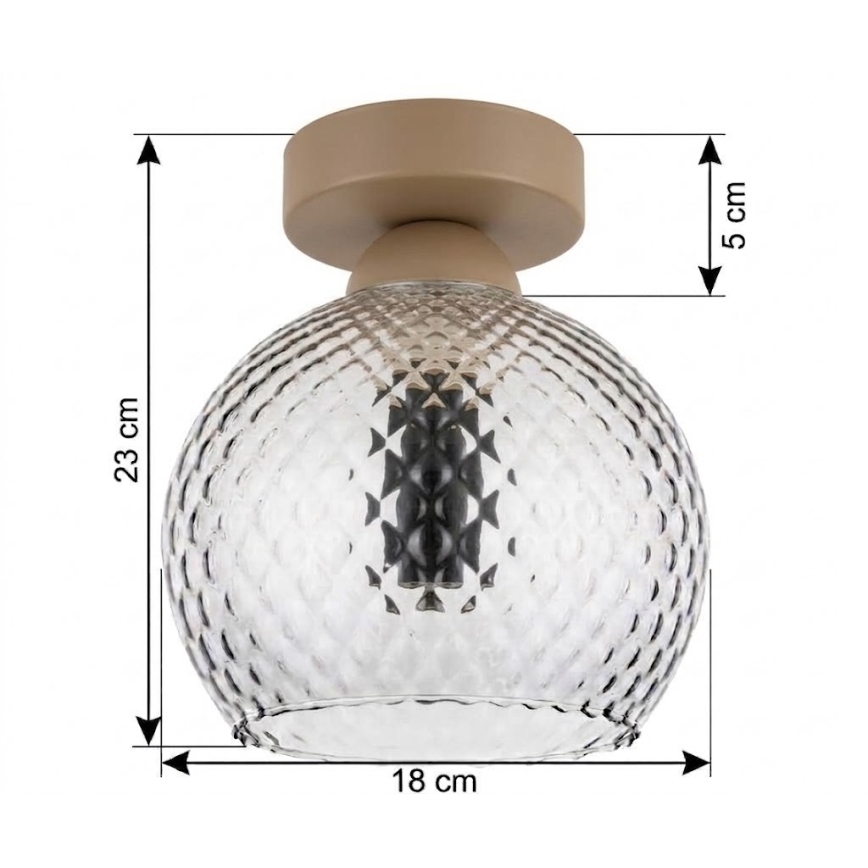 BRILAGI - LED ceiling light RETRO GLASS 1xE27/60W/230V Ø 18 cm beige/smoked gray