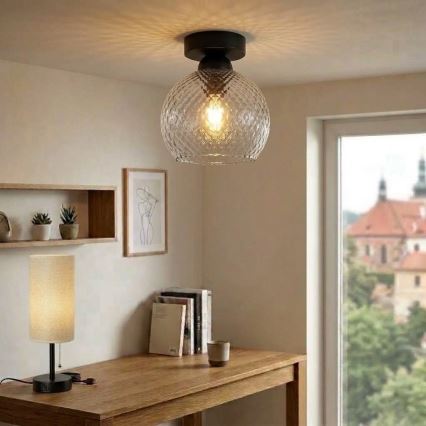 BRILAGI - LED ceiling light RETRO GLASS 1xE27/60W/230V Ø 18 cm black/smoked grey