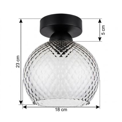BRILAGI - LED ceiling light RETRO GLASS 1xE27/60W/230V Ø 18 cm black/smoked grey