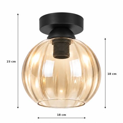 BRILAGI - LED Ceiling Light RETRO GLASS 1xE27/60W/230V Ø 18 cm black/smoked beige