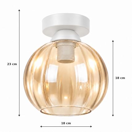 BRILAGI - LED Ceiling Light RETRO GLASS 1xE27/60W/230V Ø 18 cm white/smoky beige
