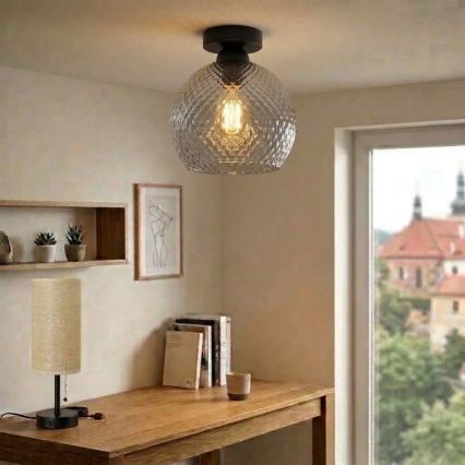 BRILAGI - LED ceiling light RETRO GLASS 1xE27/60W/230V Ø 25 cm black/smoked gray