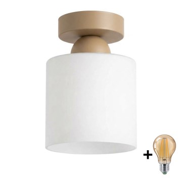 BRILAGI - LED Ceiling Light RETRO GLASS 1xE27/60W/230V Ø 10 cm beige/white