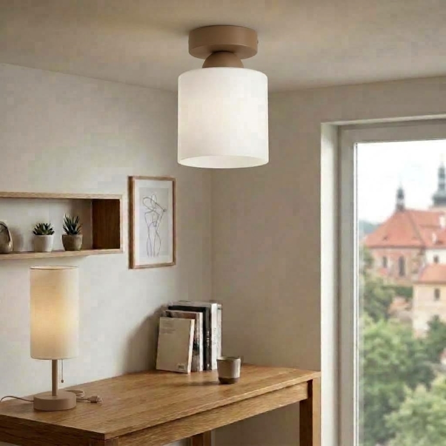 BRILAGI - LED Ceiling Light RETRO GLASS 1xE27/60W/230V Ø 10 cm beige/white