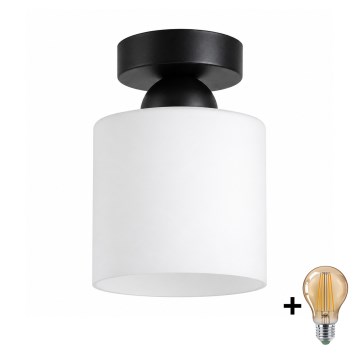 BRILAGI - LED Ceiling Light RETRO GLASS 1xE27/60W/230V Ø 10 cm black/white