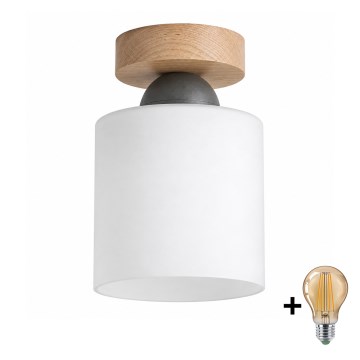 BRILAGI - LED ceiling light RETRO GLASS 1xE27/60W/230V Ø 10 cm oak/white