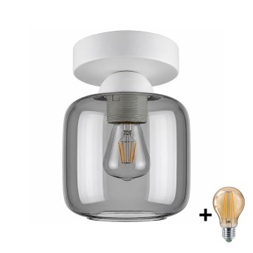 BRILAGI - LED ceiling light RETRO GLASS 1xE27/60W/230V Ø 14 cm white/smoke grey