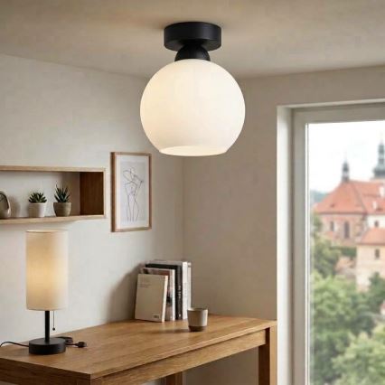 BRILAGI - LED Ceiling Light RETRO GLASS 1xE27/60W/230V Ø 15 cm black/white