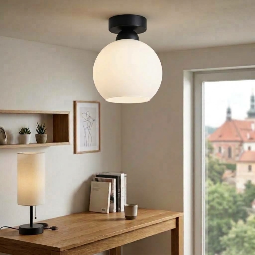 BRILAGI - LED Ceiling Light RETRO GLASS 1xE27/60W/230V Ø 15 cm black/white