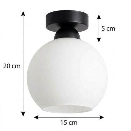 BRILAGI - LED Ceiling Light RETRO GLASS 1xE27/60W/230V Ø 15 cm black/white