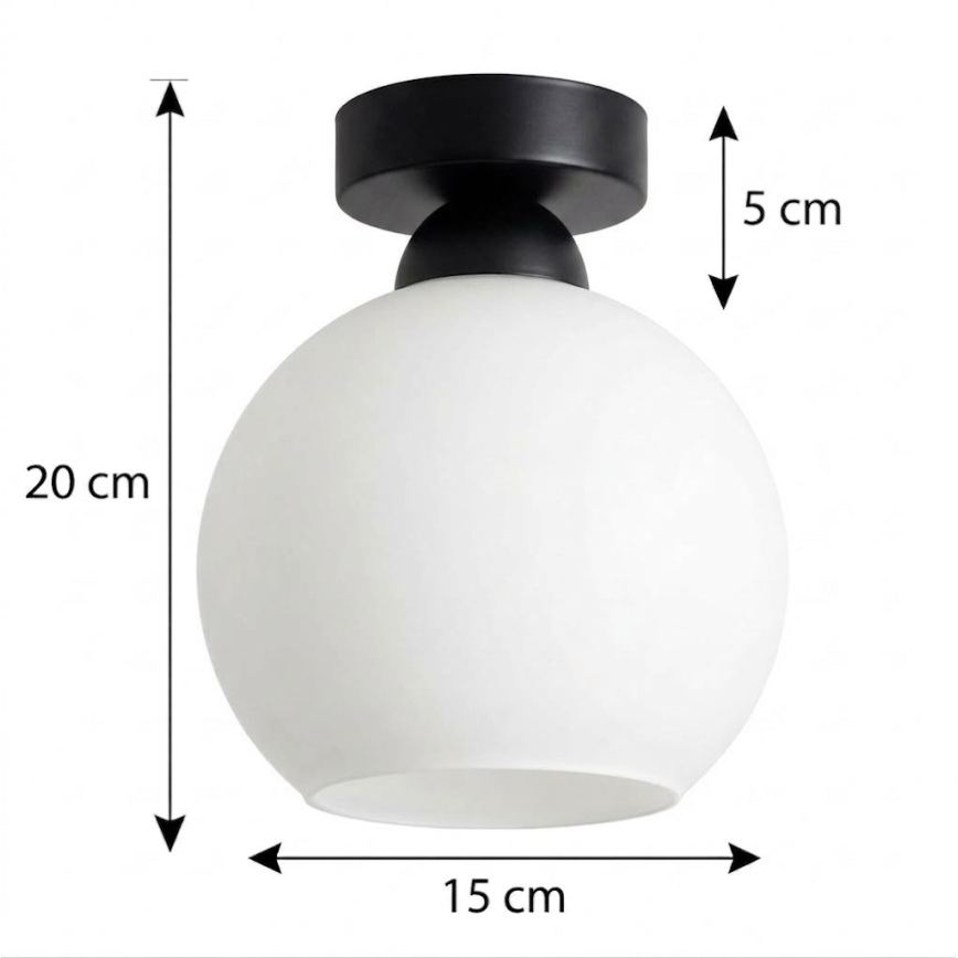 BRILAGI - LED Ceiling Light RETRO GLASS 1xE27/60W/230V Ø 15 cm black/white