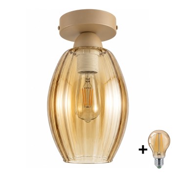 BRILAGI - LED ceiling light RETRO GLASS 1xE27/60W/230V Ø 17 cm beige/smoky beige