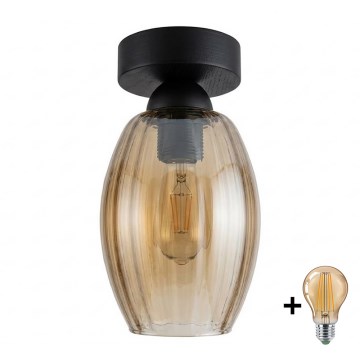 BRILAGI - LED ceiling light RETRO GLASS 1xE27/60W/230V Ø 17 cm black/smoky beige