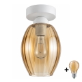 BRILAGI - LED Ceiling light RETRO GLASS 1xE27/60W/230V Ø 17 cm white/smoked beige