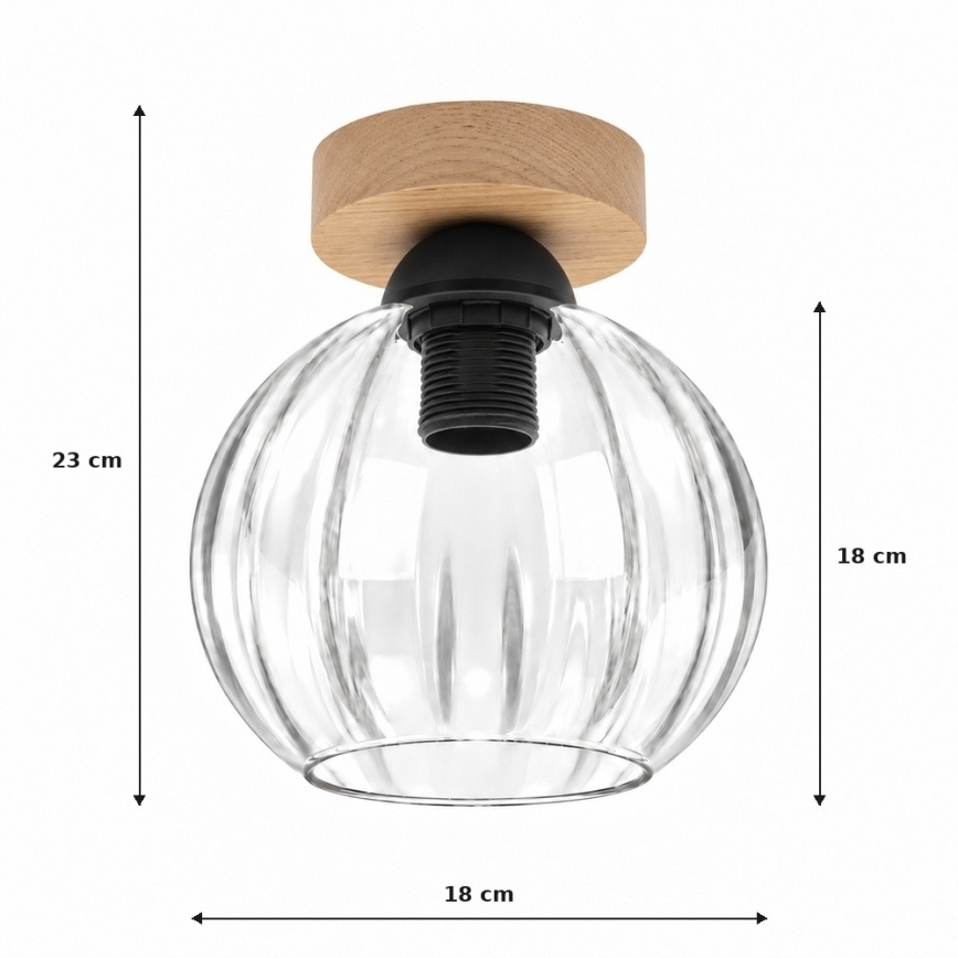BRILAGI - LED Ceiling Light RETRO GLASS 1xE27/60W/230V Ø 18 cm oak/clear