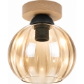 BRILAGI - LED Ceiling Light RETRO GLASS 1xE27/60W/230V Ø 18 cm Oak/Smoky Beige