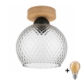 BRILAGI - LED Ceiling Light RETRO GLASS 1xE27/60W/230V Ø 18 cm oak/smoky grey