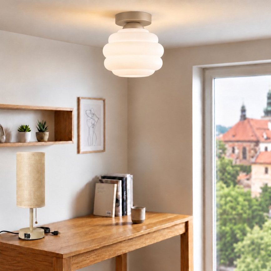 BRILAGI - LED ceiling light RETRO GLASS 1xE27/60W/230V Ø 20 cm beige/white