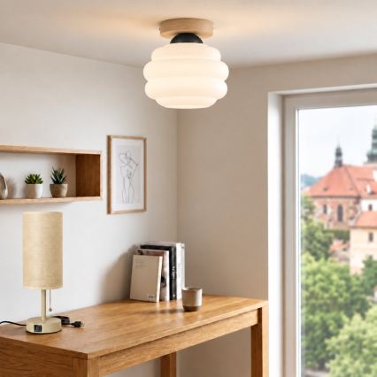 BRILAGI - LED ceiling light RETRO GLASS 1xE27/60W/230V Ø 20 cm oak/white