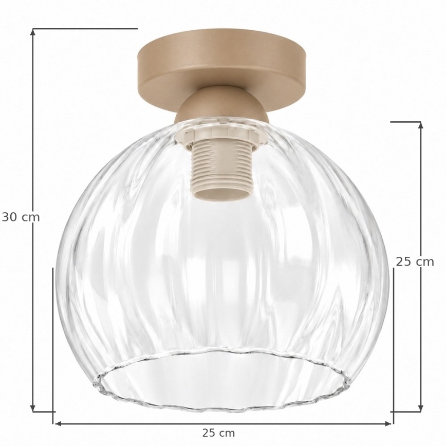 BRILAGI - LED Ceiling light RETRO GLASS 1xE27/60W/230V Ø 25 cm beige/clear