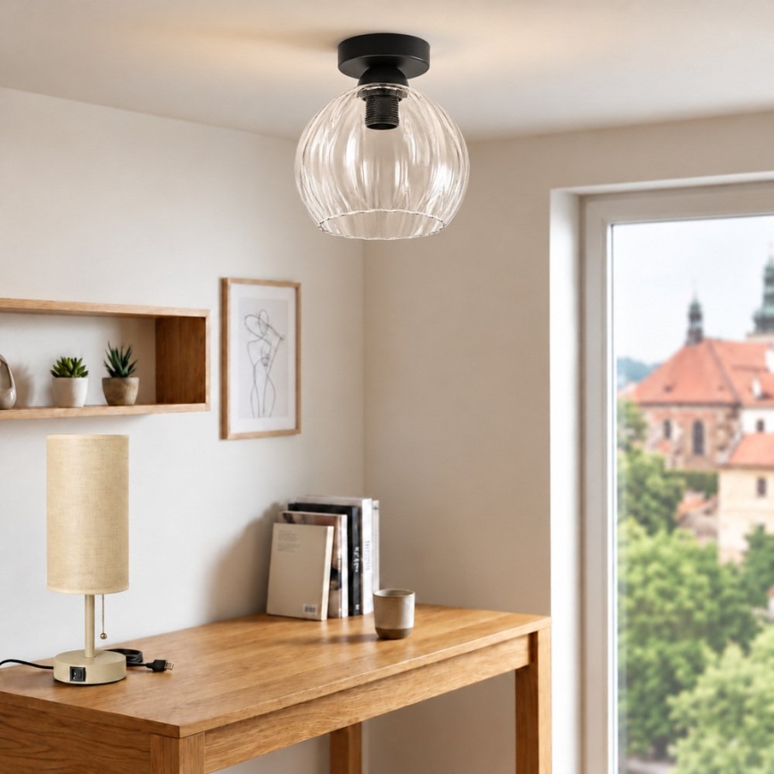 BRILAGI - LED Ceiling Light RETRO GLASS 1xE27/60W/230V Ø 25 cm black/clear