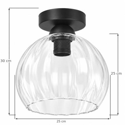 BRILAGI - LED Ceiling Light RETRO GLASS 1xE27/60W/230V Ø 25 cm black/clear