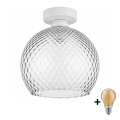 BRILAGI - LED Ceiling light RETRO GLASS 1xE27/60W/230V Ø 25 cm white/smoked grey
