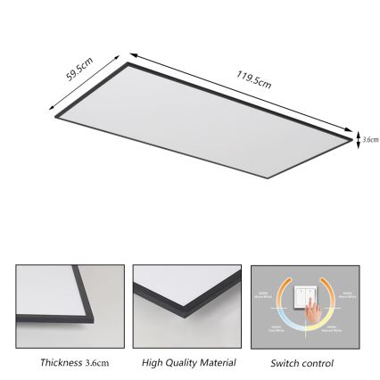 Brilagi - LED Ceiling Light SLIMFRAME LED/80W/230V 120x60 cm 3000/4000/6000K black