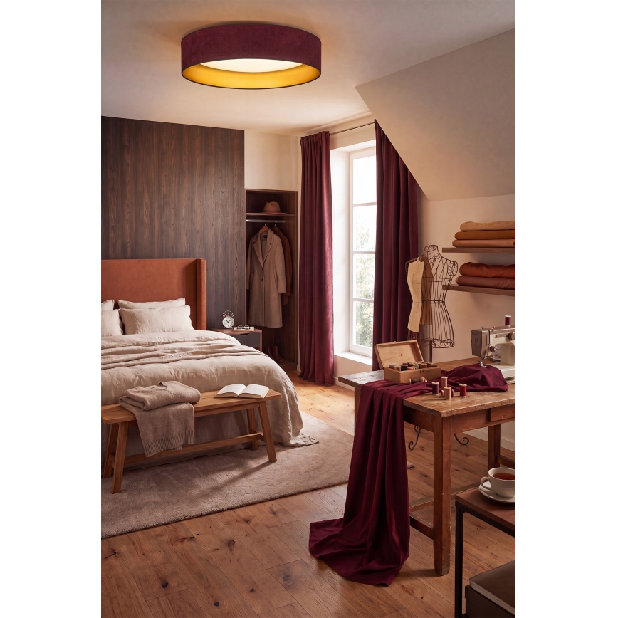 BRILAGI - LED Ceiling Light VELVET SIMPLE LED/36W/230V 3000K Ø 55 cm burgundy/gold