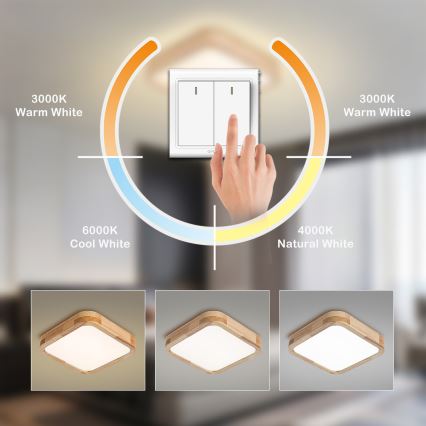 BRILAGI - LED Ceiling Light WOODLINE SQUARE LED/32W/230V 3000/4000/6000K Oak 30x30 cm