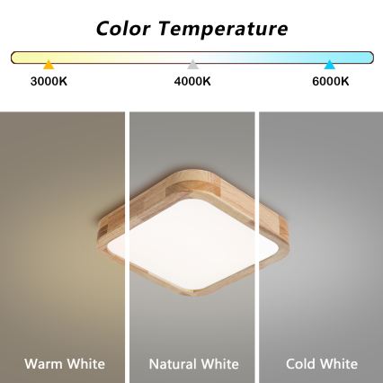 BRILAGI - LED Ceiling Light WOODLINE SQUARE LED/32W/230V 3000/4000/6000K Oak 30x30 cm