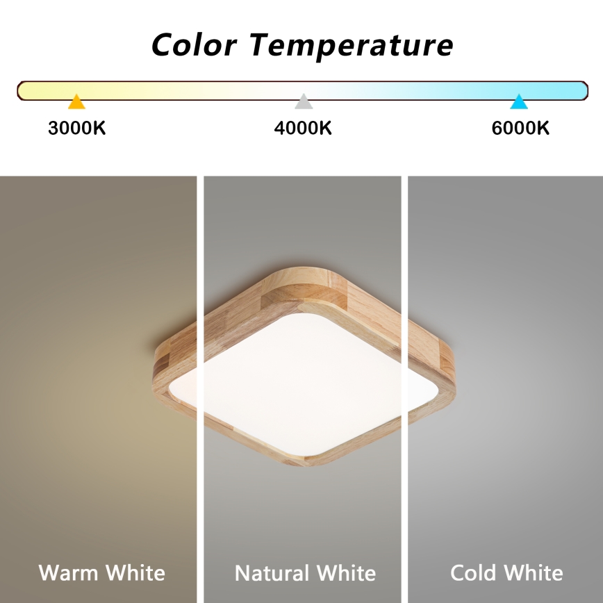BRILAGI - LED Ceiling Light WOODLINE SQUARE LED/32W/230V 3000/4000/6000K Oak 30x30 cm