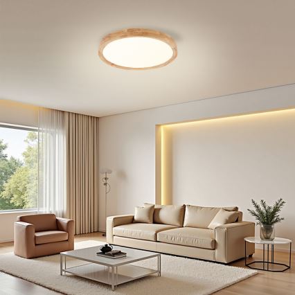 Brilagi - WOODROUND LED Ceiling Light 30W/230V 3000/4000/6000K Ø 40 cm Wood CRI 90