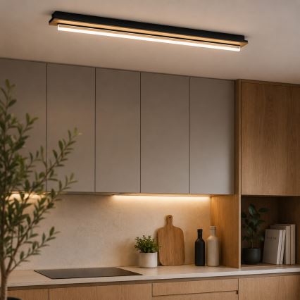 Brilagi - LED Ceiling Light WOODY FLAT LED/25W/230V oak/black
