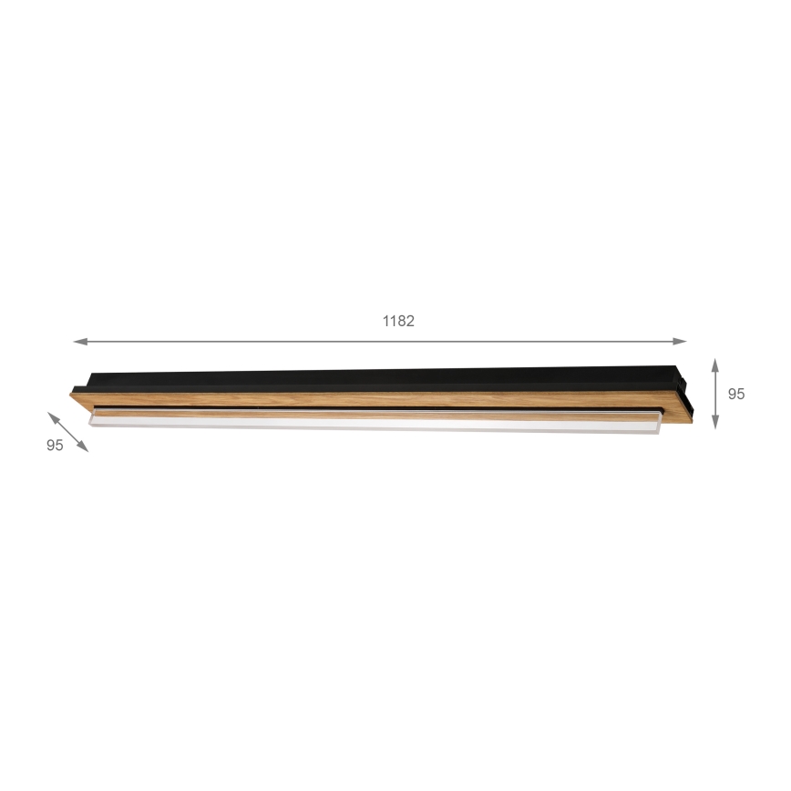 Brilagi - LED Ceiling Light WOODY FLAT LED/25W/230V oak/black