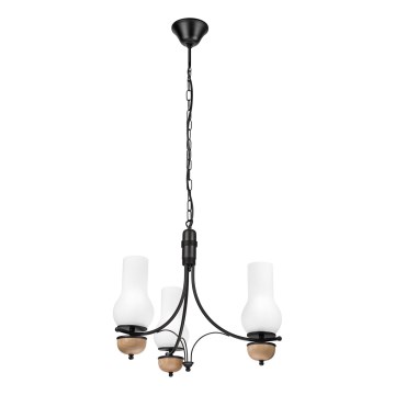 Brilagi - LED Chain Chandelier COTTAGE 3xE14/40W/230V oak/black/white