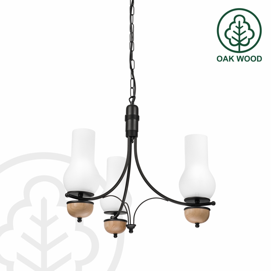 Brilagi - LED Chain Chandelier COTTAGE 3xE14/40W/230V oak/black/white