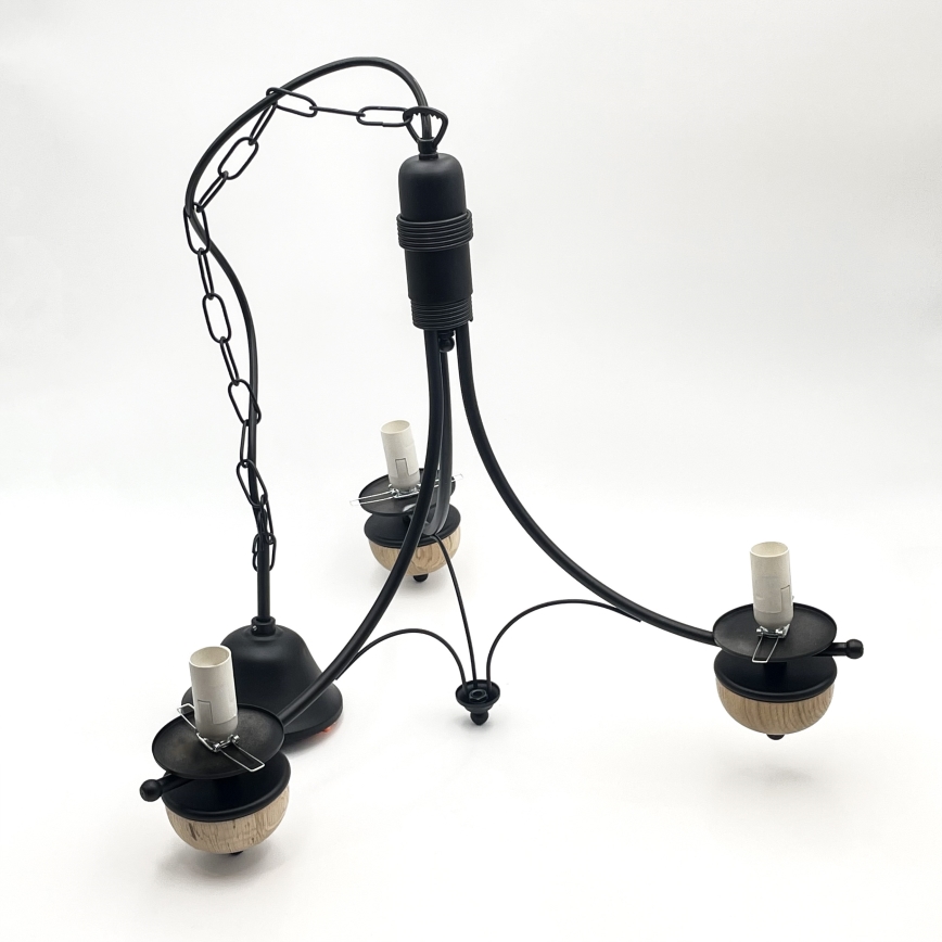 Brilagi - LED Chain Chandelier COTTAGE 3xE14/40W/230V oak/black/white