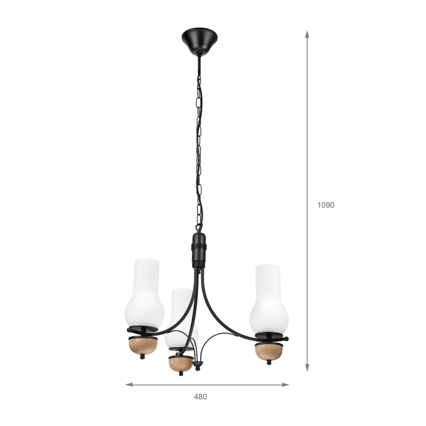 Brilagi - LED Chain Chandelier COTTAGE 3xE14/40W/230V oak/black/white