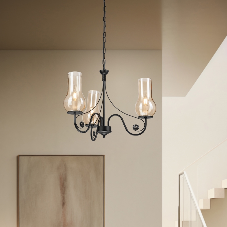 Brilagi - LED Chandelier on a chain COTTAGE 3xE14/40W/230V black/brown