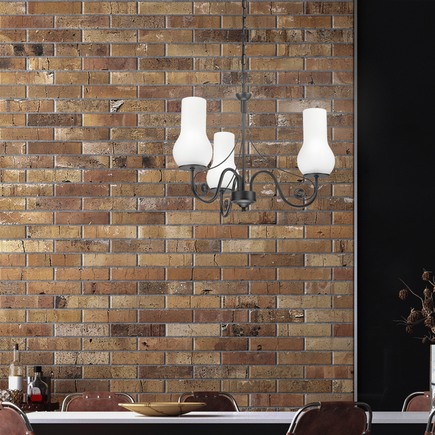 Brilagi - LED Chandelier on a chain COTTAGE 3xE14/40W/230V black/white