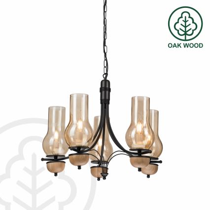 Brilagi - LED Chandelier on a chain COTTAGE 5xE14/40W/230V beech/brown