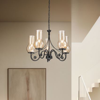 Brilagi - LED Chandelier on a chain COTTAGE 5xE14/40W/230V black/brown