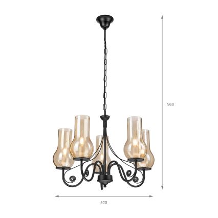 Brilagi - LED Chandelier on a chain COTTAGE 5xE14/40W/230V black/brown