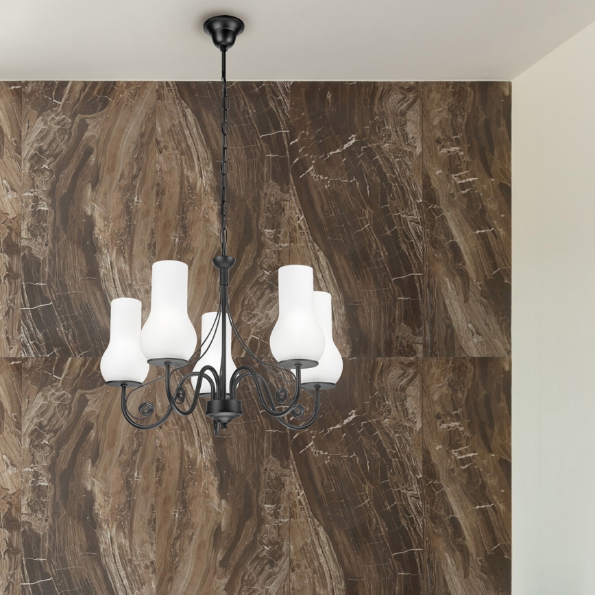Brilagi - LED Chandelier on a chain COTTAGE 5xE14/40W/230V black/white