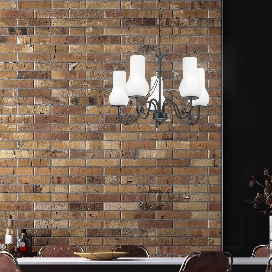 Brilagi - LED Chandelier on a chain COTTAGE 5xE14/40W/230V black/white
